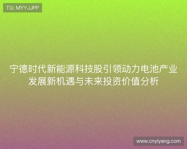 宁德时代新能源科技股引领动力电池产业发展新机遇与未来投资价值分析 宁德时代新能源科技股引领动力电池产业发展新机遇与未来投资价值分析